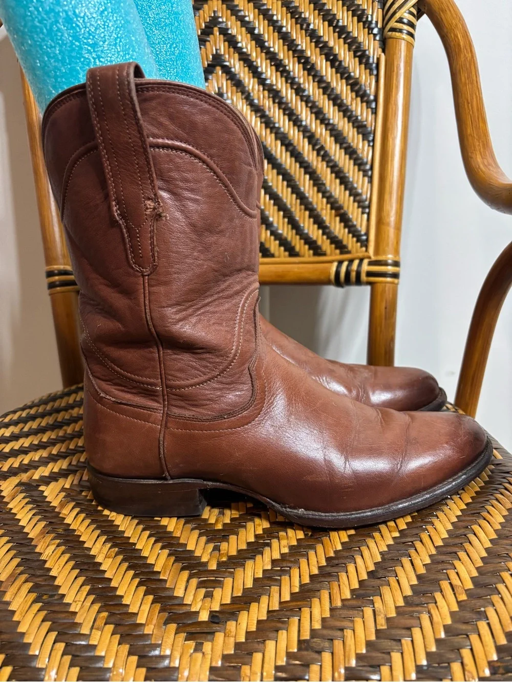 Tecovas The Earl Brown Leather Roper Cowboy Western Boots Handmade 9.5